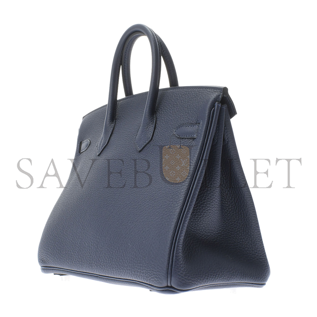 H**mes master birkin 25 togo leather sapphire blue and peacock green silver buckle 476967 (25*20*13cm)
